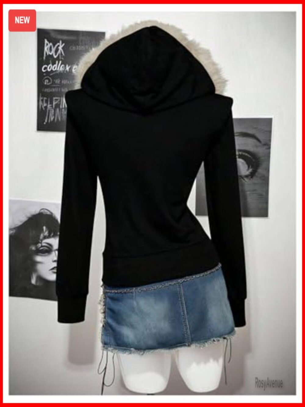 Faux Fur Zip Up Hoodie Jacket Long Sleeve Sweatshirt - Picture 3 of 6